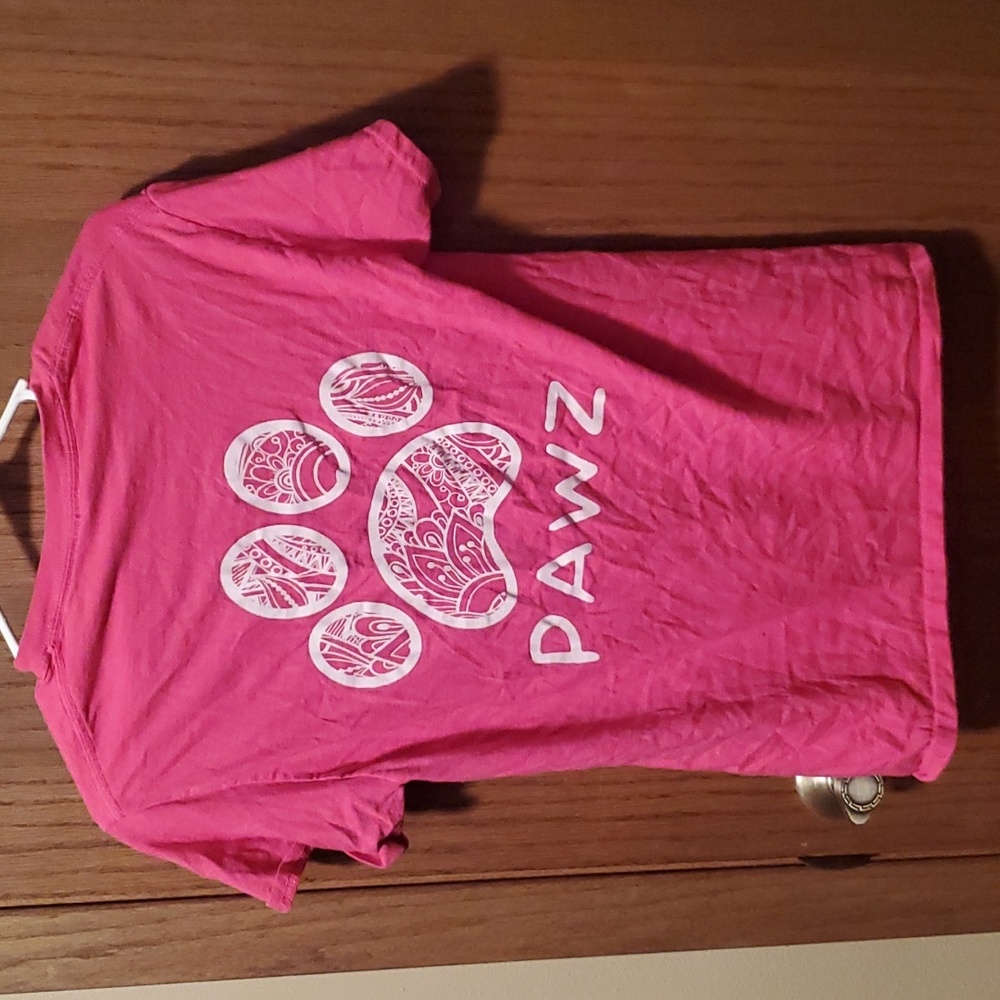Size S Pink and White Design Paw Print PAWZ Shirt